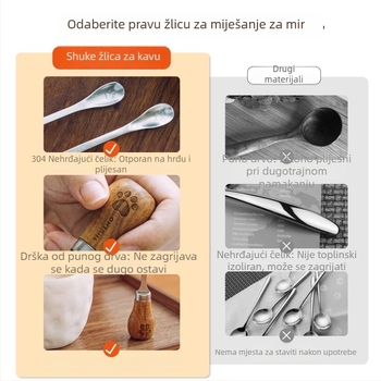 Žličica za kavu u obliku drveta s dugim držačem, mini žličica od nehrđajućeg čelika za med, džem i deserte