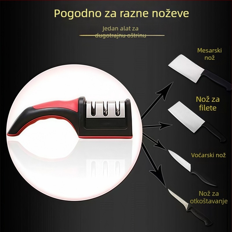 Novi model kućnog oštrenja noževa, brz oštrač noževa, kuhinjski trostupanjski kamen za oštrenje, ručni prenosni alat za oštrenje