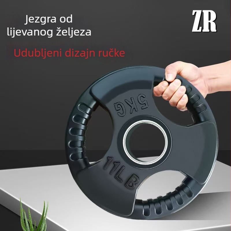 Gumirane pločice za šipku, teretana, 2,5 kg, 50 mm središnja rupa, dizajn s tri otvora za zahvat, visoka gustoća