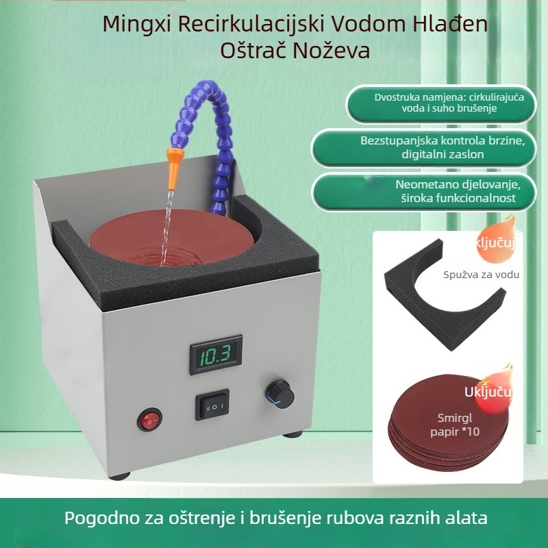 Automatski brusilnik za nože s vodnim hlađenjem i abrazivnom trakom, za nože i škare