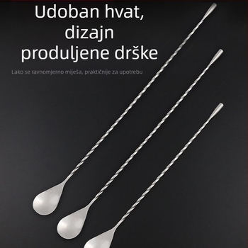 Žlica za bar od nehrđajućeg čelika 304, duga drška, oblik kapljice vode, za kavu, pića, mlijeko u prahu i čaj s mlijekom