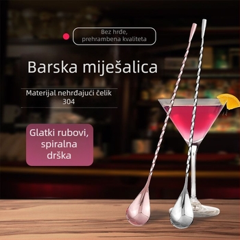 Žlica za bar od nehrđajućeg čelika 304, duga drška, oblik kapljice vode, za kavu, pića, mlijeko u prahu i čaj s mlijekom