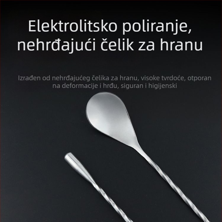 Žlica za bar od nehrđajućeg čelika 304, duga drška, oblik kapljice vode, za kavu, pića, mlijeko u prahu i čaj s mlijekom
