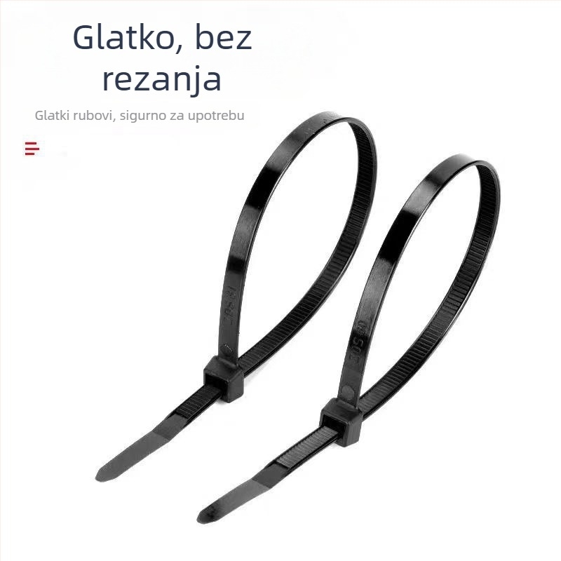 Ponovno upotrebljive najlonske vezice za kablove, crno‑bijele, debeli plastični držači, veličine 4.8mm x 300–350mm, 4.8mm x 200mm, 3.6mm x 150–200mm, 4.8mm x 250mm