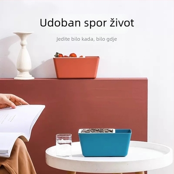 Višenamjenska posuda za grickalice s odvodnim košarom – kompaktan stolni dizajn s slatkim motivom