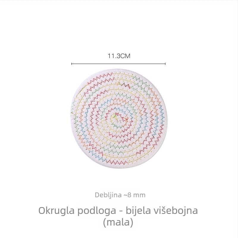 Japanski stil, okrugla podloga od pletene pamuka i lana, debela izolacijska podloga za šalice i tanjure, protivklizna
