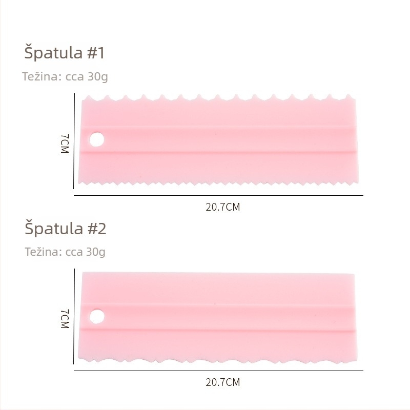 Dvostruka špatula za premazivanje torti, produženi strugač s nazubljenim rubom – 4-dijelni set za kućno pečenje