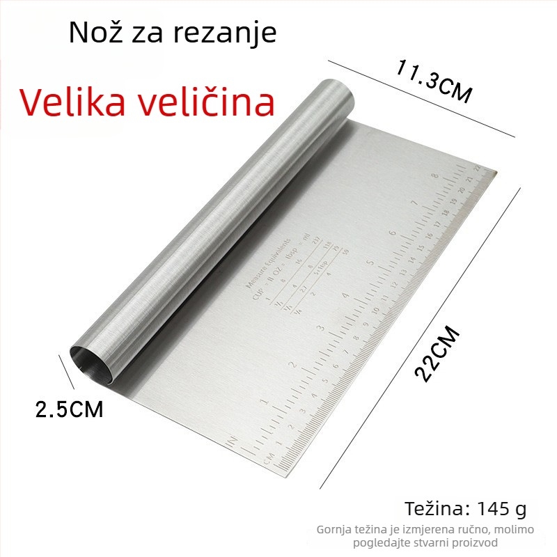 Nehrđajući čelični špachtla s mjernom skalom za tijesto, škrabac za rižine rezance, ručni uklanjač ulja i jednostrani nož za peciva