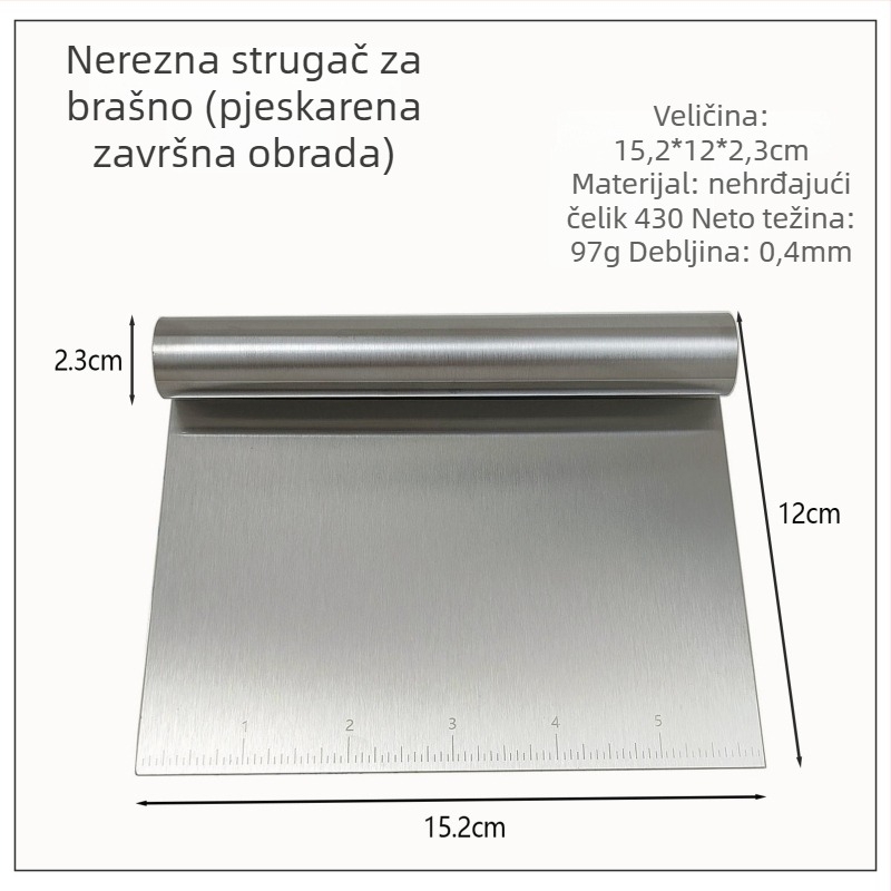 Škrabac od nehrđajućeg čelika s mjernom skalom, kuhinjski alat za pečenje, škrabac za rižine rezance