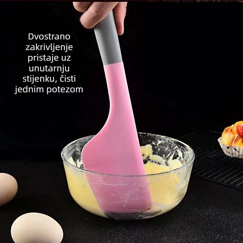 Silikonska špatula s dugom drškom, mala veličina, otporna na visoke temperature, debela mekana spatula za krem od torte, miješanje, pečenje