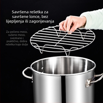 Nehrđajući čelik, okrugla mreža za posudu za juhu, rešetka za paru, anti-prijanjajuće dno i unutarnja mreža rešetke za posude s brinom