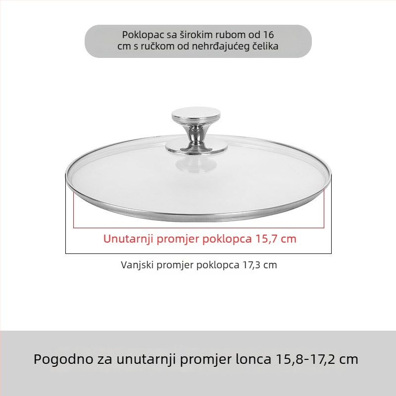 Prozirni poklop za lonac od kaljenog stakla, otporan na visoke temperature i lomljenje