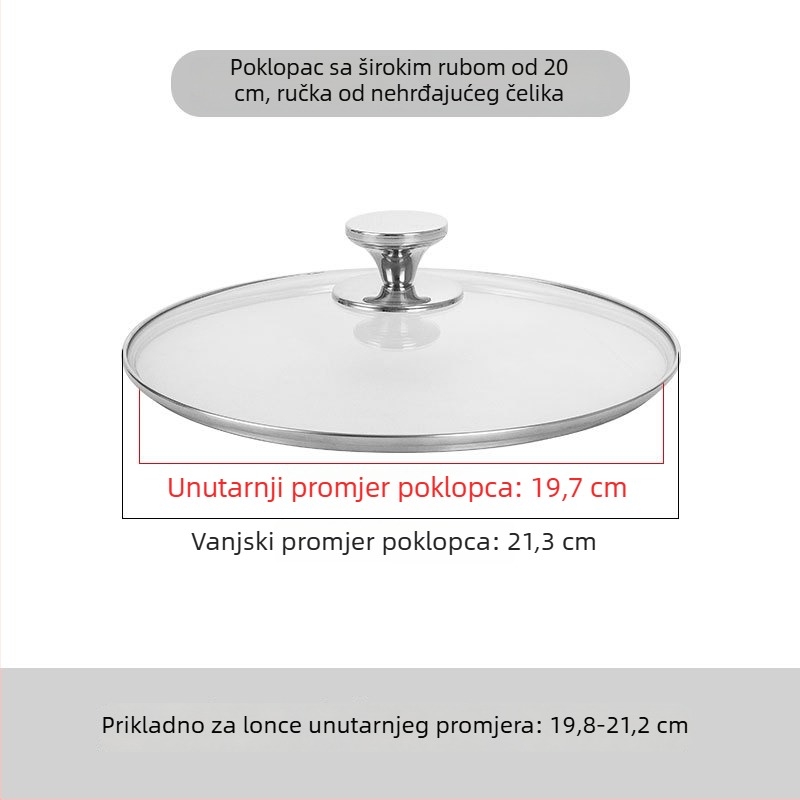 Prozirni poklop za lonac od kaljenog stakla, otporan na visoke temperature i lomljenje