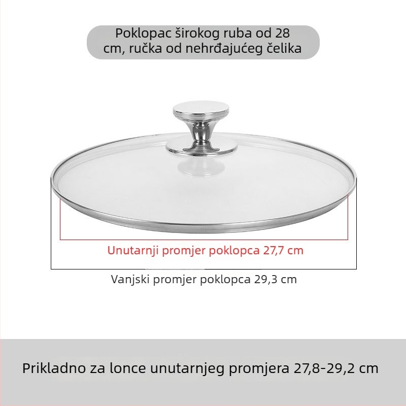Prozirni poklop za lonac od kaljenog stakla, otporan na visoke temperature i lomljenje