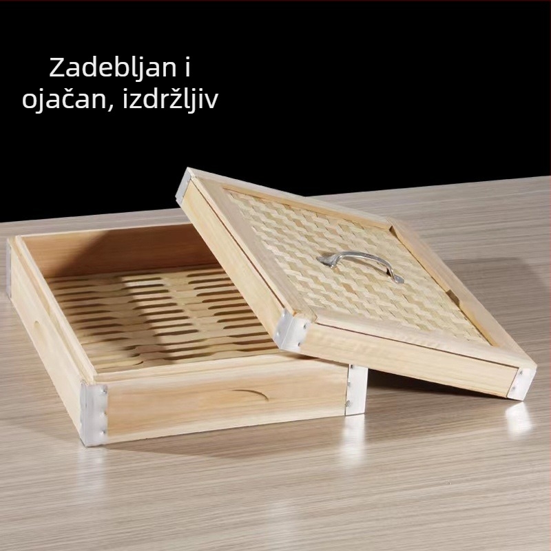 52/56 cm ručno izrađen set bambusovih parnih košara, velikih dimenzija, s aluminijskim rubom