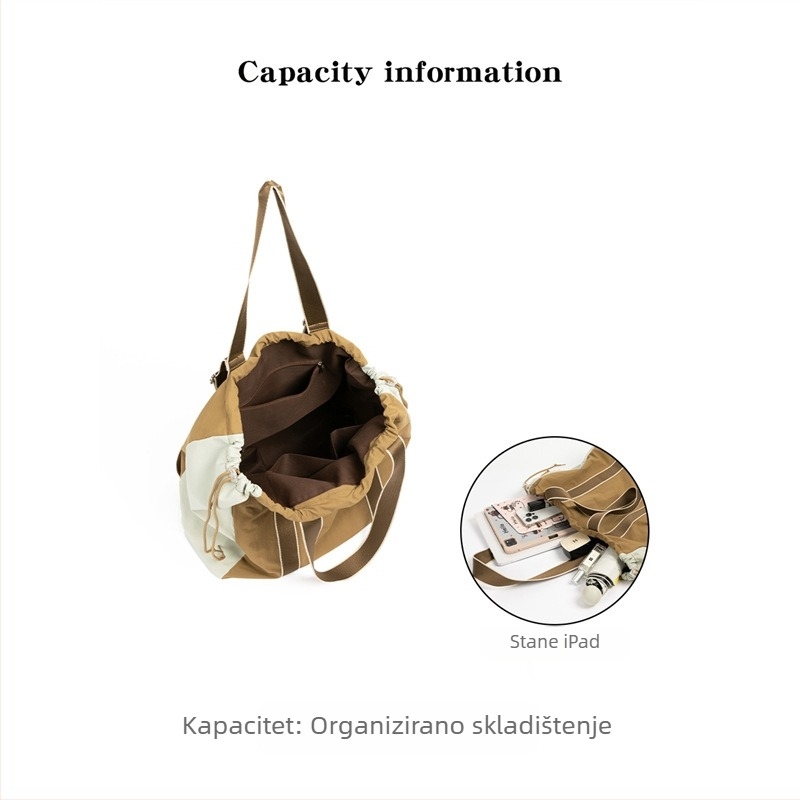 CKKUI Nylon ruksak s kontrastnim šnurlama – velika kapaciteta, Tote torba, proljeće 2025