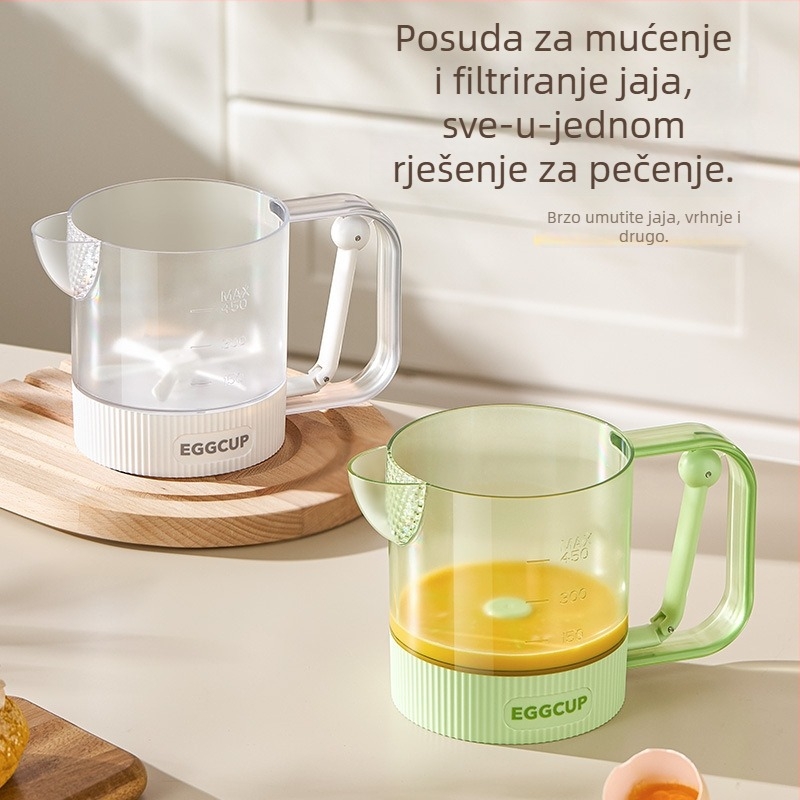 Ručni poluautomatski mikser za jaja s držkom, filtrirajućom i mernom čašom za šlaganje vrhnja