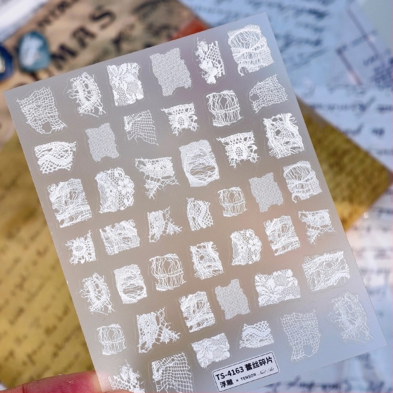 Retro čipkasti fragmenti za nokte s teksturom europske čipke, TS4163