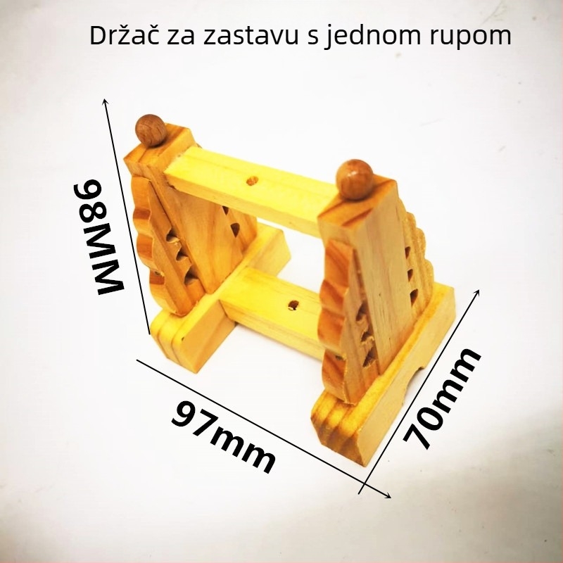 Drveni stalak u obliku ljestve za pet boja zastavica, trokutasta baza zastave Buddha Order i nosač za zastavu sa tri otvora