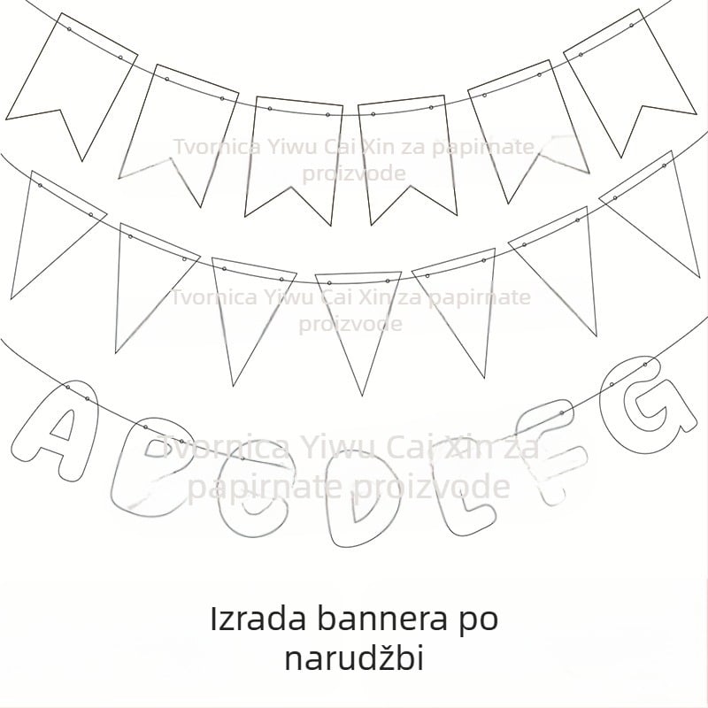 Rođendanski trokutasti banner zastavice – papirnate zastavice za rođendan, prilagodljiva boja