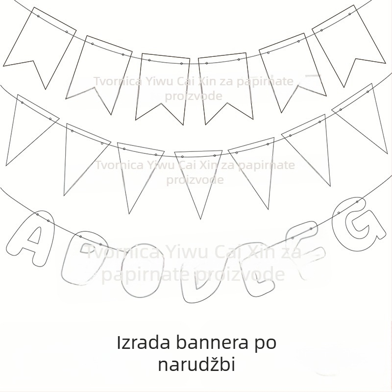 Rođendanski trokutasti banner zastavice – papirnate zastavice za rođendan, prilagodljiva boja