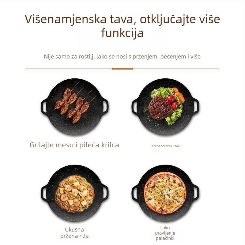 Vanjska ploča za roštilj na kazetnu ploču, roštiljna posuda, ploča Maifan kamena za kućnu upotrebu, Korejska Teppanyaki željezna ploča, indukcijska tava
