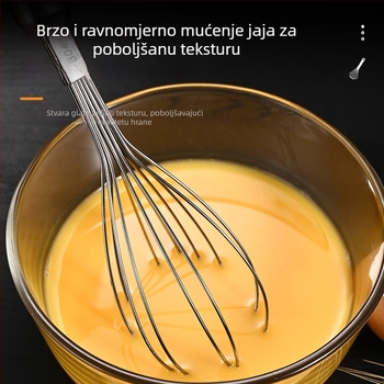 Baixinsi metlica za jaja od nehrđajućeg čelika 304 s drvenom ručkom – ručni kuhinjski alat za šlag i mućenje