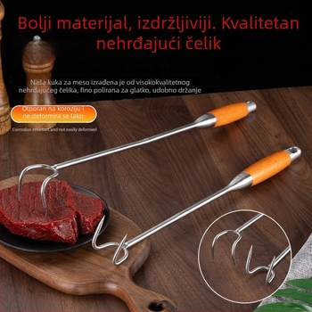 Kuka za meso od nehrđajućeg čelika s dugim držkom za roštilj