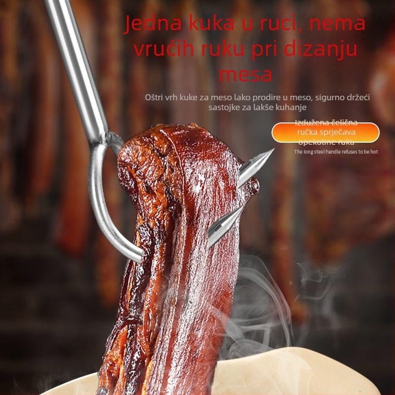 Kuka za meso od nehrđajućeg čelika s dugim držkom za roštilj