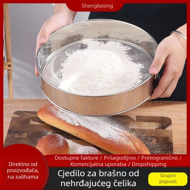 Sito za brašno s ultrajemnom mrežom 60/40, nehrđajući čelik, za pečenje