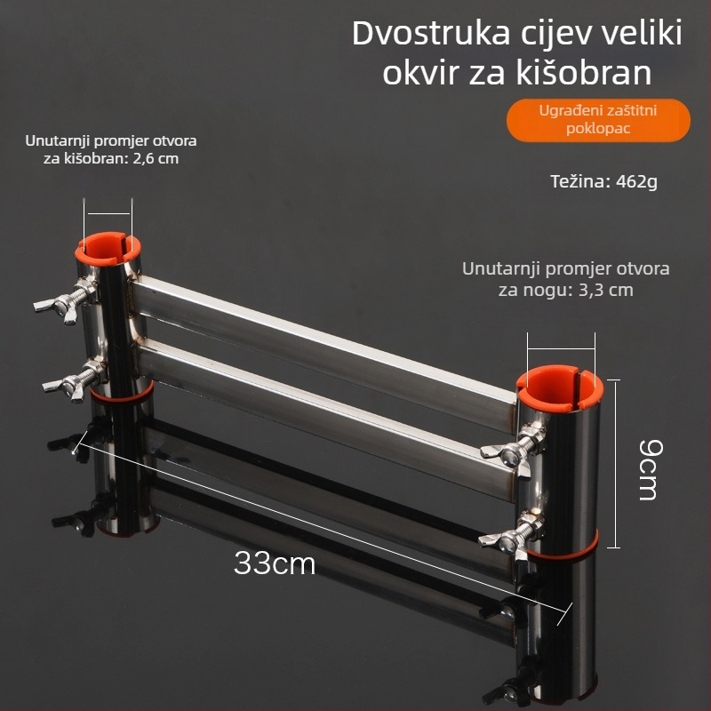 Stalak za kišobran za ribarsku platformu od nehrđajućeg čelika – otporan na vjetar, universalni, debeli veliki držač kišobrana, ribolovni dodaci