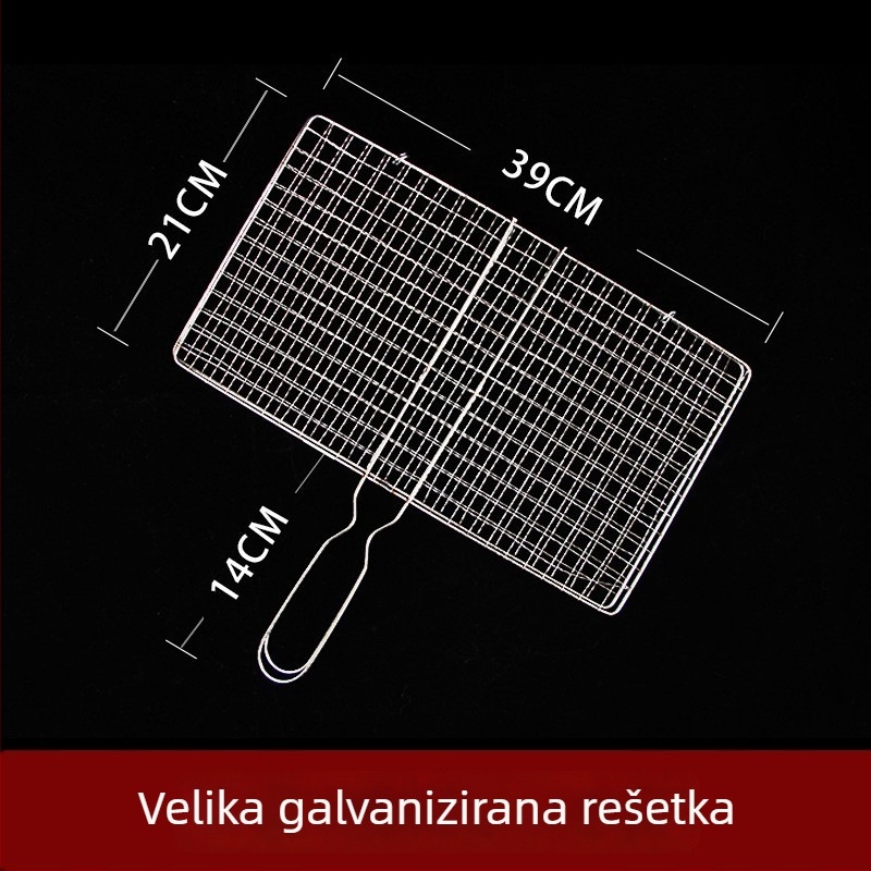 Nehrđajući čelik mreža za roštilj s klipsama za ribu i povrće, roštiljska rešetka