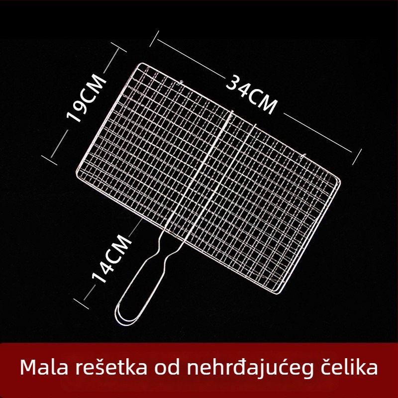 Nehrđajući čelik mreža za roštilj s klipsama za ribu i povrće, roštiljska rešetka