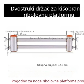 Prijenosni stalak od nehrđajućeg čelika za kišobran za ribolov, s dvostrukim cijevnim držačem, za vanjsku uporabu