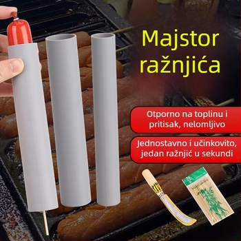 Šaširi kobasica s premazom škroba, hrskave kobasice za roštilj — brzo nabijanje na štapiće