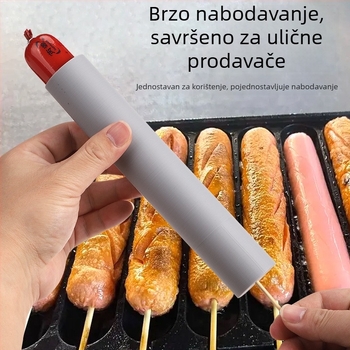 Šaširi kobasica s premazom škroba, hrskave kobasice za roštilj — brzo nabijanje na štapiće