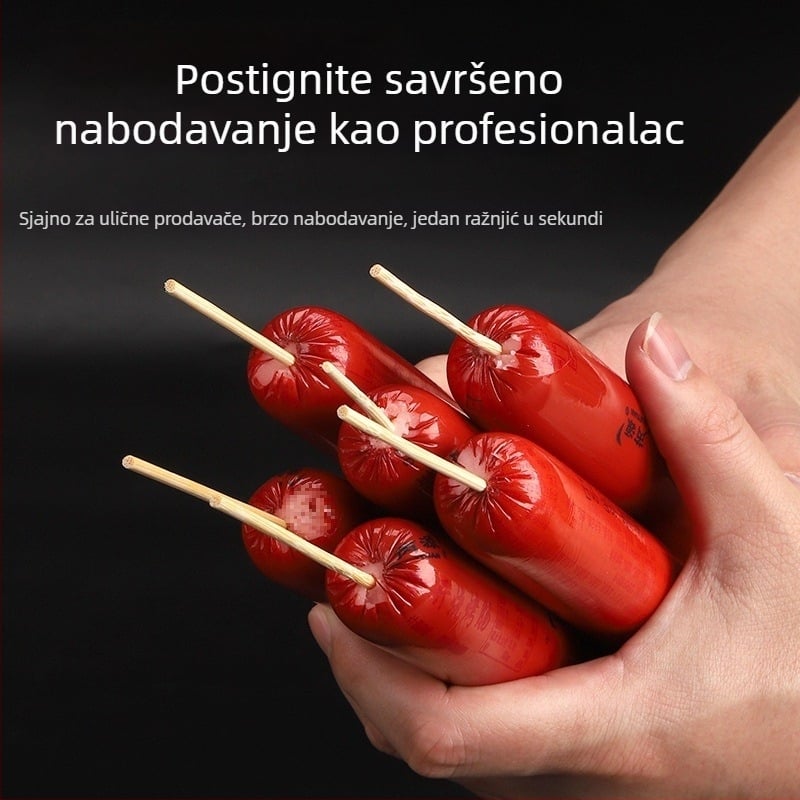 Šaširi kobasica s premazom škroba, hrskave kobasice za roštilj — brzo nabijanje na štapiće