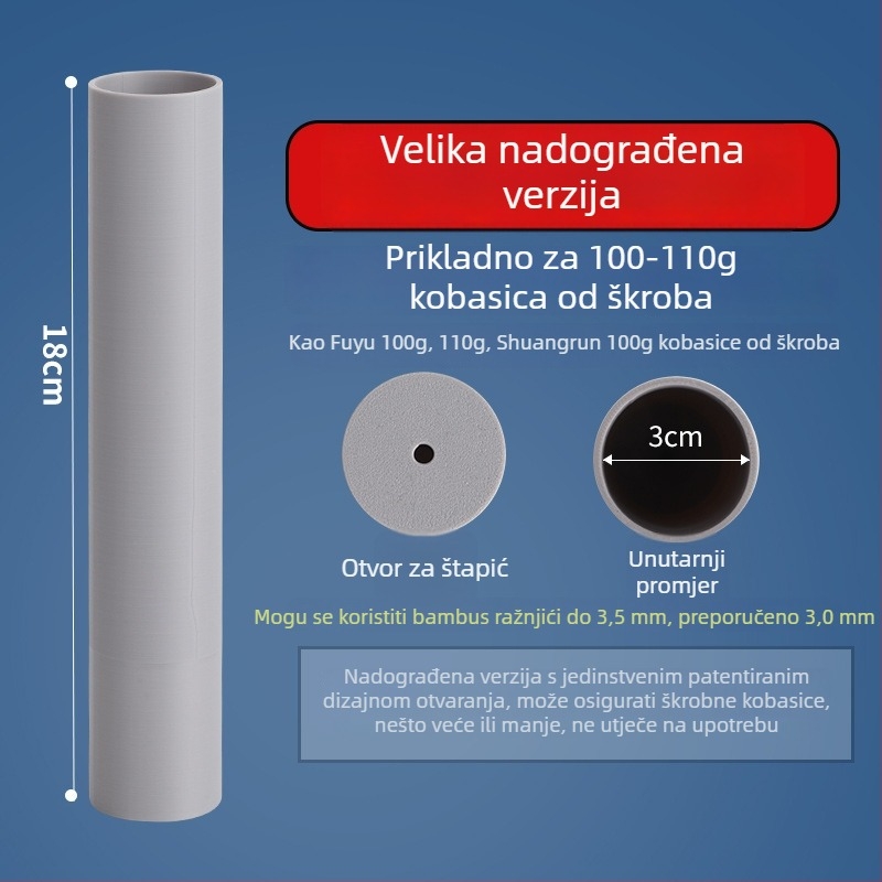 Šaširi kobasica s premazom škroba, hrskave kobasice za roštilj — brzo nabijanje na štapiće