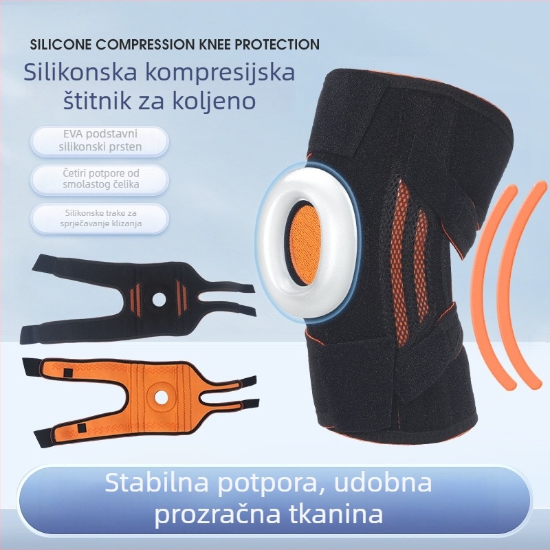 Prozračan koljeni štitnik s oprugom za sportove – podrška koljenu, zaštita meniskusa, za košarku, trčanje, biciklizam i planinarenje