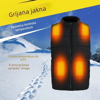 USB napajani grijani down vest s dvostrukom upravom, pametno grijanje, unisex, za vanjsku upotrebu