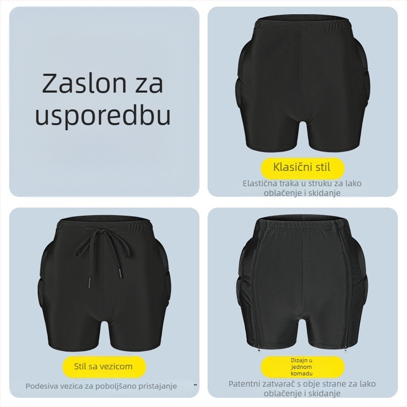Dječji set zaštite za rolanje i skijanje: zaštita za lakat, koljena, bokove i zaštitne hlače.