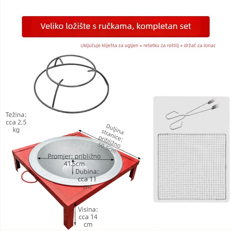 Kockasti željezni brazier na ugljen — grijanje i vanjski roštilj za kućnu upotrebu
