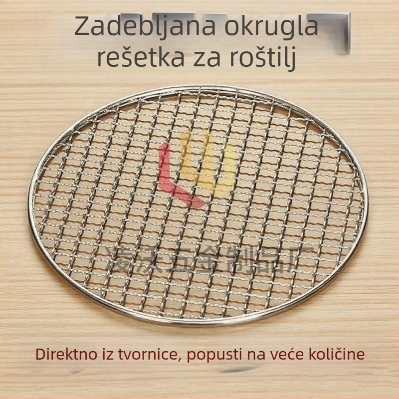 Okrugla rešetka od nehrđajućeg čelika za roštilj na ugljen, debela i ojačana, mreža za parenje, za unutarnju i vanjsku upotrebu, ploča za odvajanje ugljena