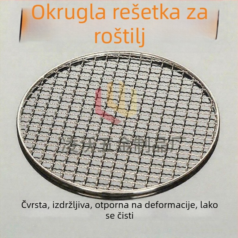 Okrugla rešetka od nehrđajućeg čelika za roštilj na ugljen, debela i ojačana, mreža za parenje, za unutarnju i vanjsku upotrebu, ploča za odvajanje ugljena