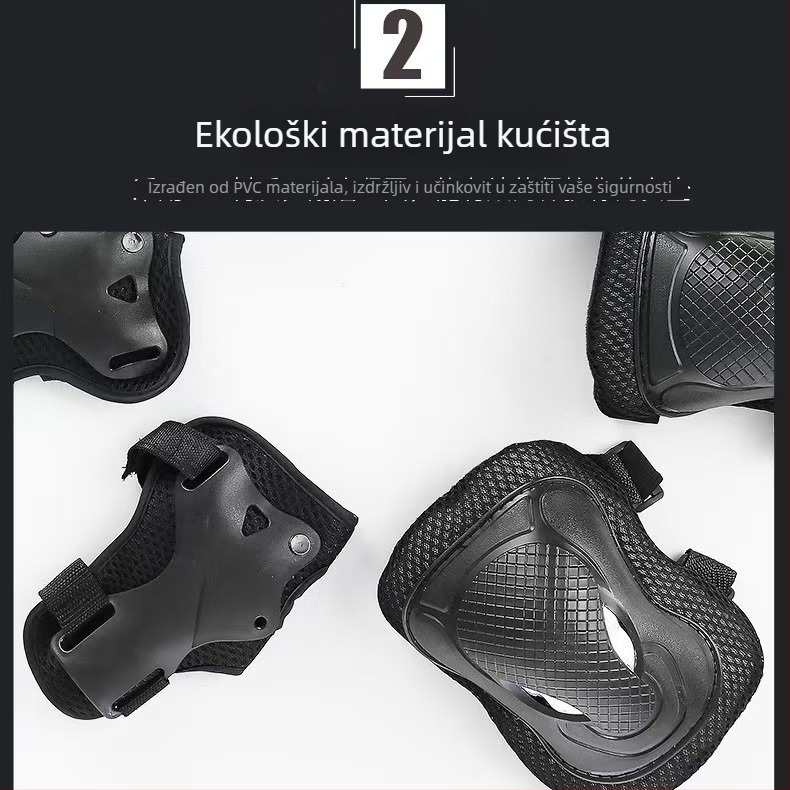 Šestodijelni zaštitni set za rolanje s dizajnom Bull's-eye i Bull-head; pogodan za rolanje, balansna vozila, bicikle i skijanje; unisex za odrasle.