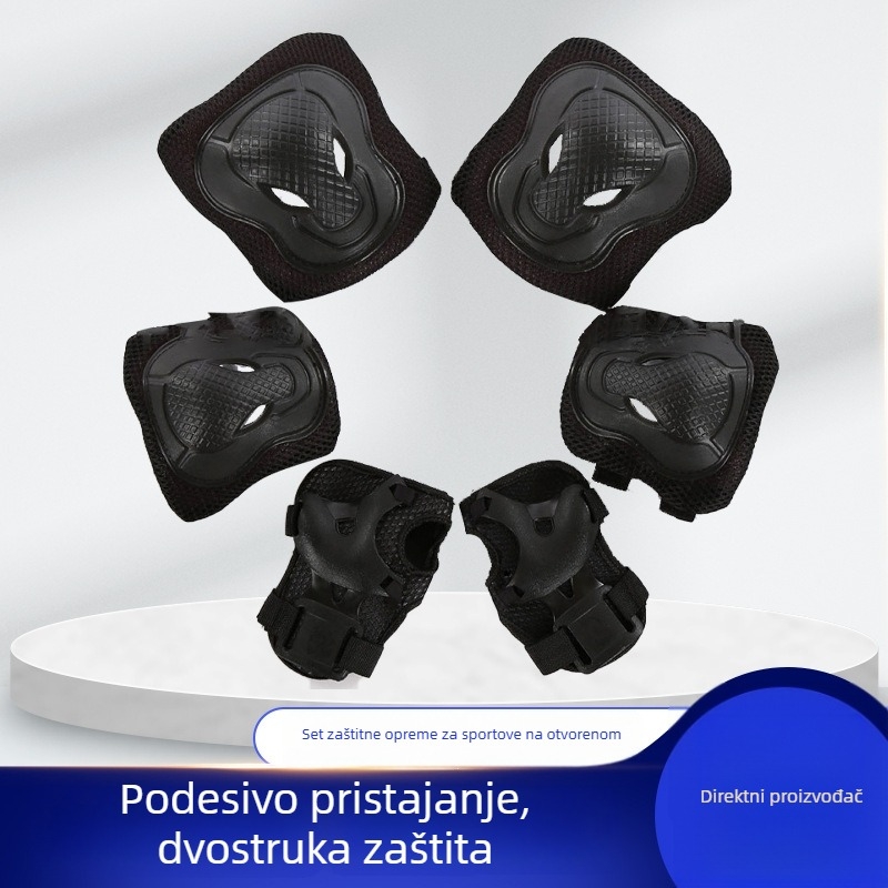 Set zaštitne opreme za odrasle za rolanje s dizajnom bikove glave, 6-djelni set, pojačani reflektirajući štitnici za koljena, lakat i zglob