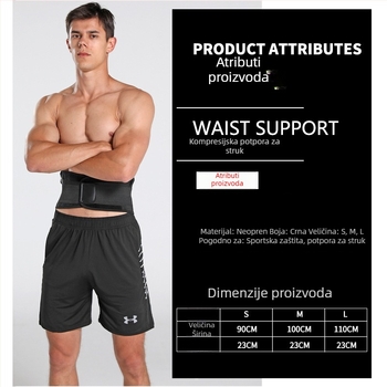 Fitness pojas za struk s kompresijskom podrškom, prozračan i elastičan