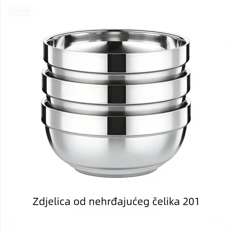 Set od tri posude od nehrđajućeg čelika s platinskim završnim slojem, za djecu i studente, izolirani, otporni na padove, debeli dizajn