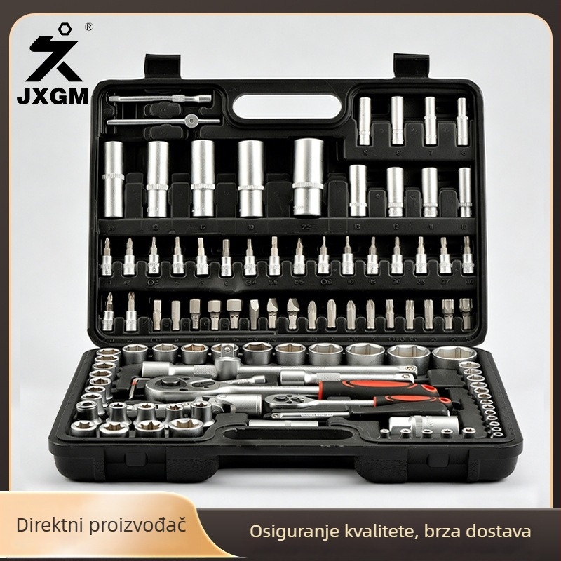108-dijelni set alata za popravak automobila, karbonska čelika, Jiuxin kutija, višefunkcionalno, ručni DIY