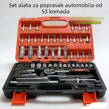 53-dijelni set alata za popravak automobila sa setom ručnih ključeva i višenamjenskom kutijom